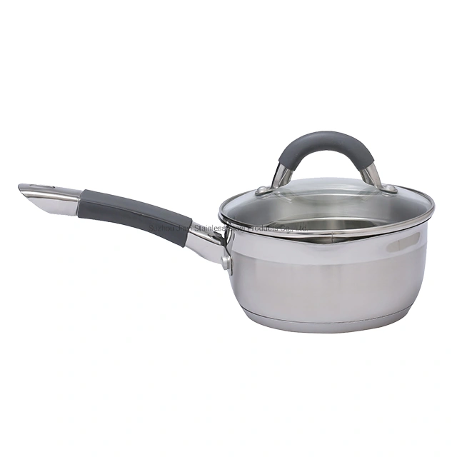 Peralatan Masak Grosir Stainless Steel Memasak Panci Susu Hot Pot Peralatan Masak OEM Panci Dua Gagang