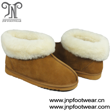 Women men unisex suede upper shearling bootie slippers with EVA hard sole