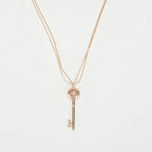 Fashion gold thin chains necklaces with key pendant