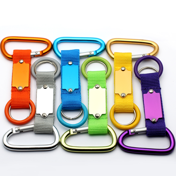 High quality wholesale aluminum all shape webbing carabiner with strap