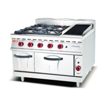 Commercial Kitchen Equipment: 4 Burner Gas Range Stove with Griddle