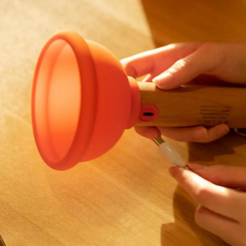 Stylish Wooden Handle Toilet Night Light with Unique Motif