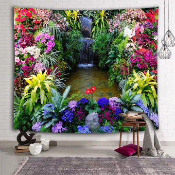 Colorful Flower Wall Tapestry Floral Nature Creek Tapestry Wall Hanging for Livingroom Bedroom Dorm Home Decor