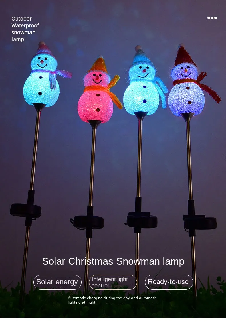 Illuminating Festive Snowman Solar Floor Lamps for Outdoor Decor