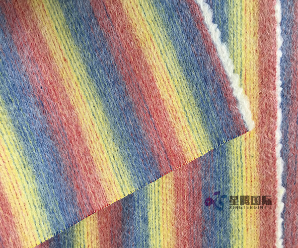 Colorful Rainbow Stripe 100% Wool Fabric