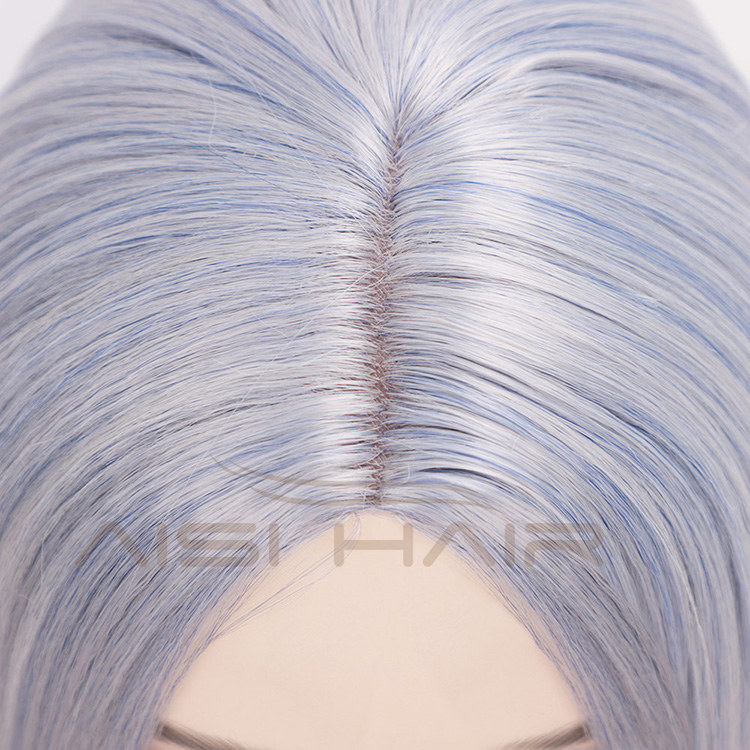 Aisi Hair Short Bob Middle Part Machine Made Wigs Yaki Grey Color Synthetic Short Cosplay Wigs for American Africans