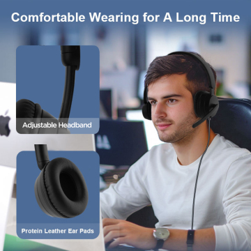 USB Business Call Center Headset Noise Reduction Headset For Computer