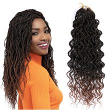 Senegalese Twist Crochet Braids Wavy Senegalese Braids  Synthetic Hair Braids Preloop Extensions 18inch 15strands/pack