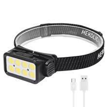 High Lumen Waterproof Type-C Rechargeable LED Headlight with 8 Light Beads and Indication Function for Emergency Use