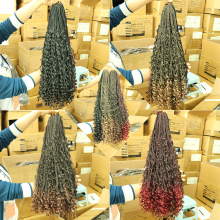 Julianna Bohemian Boho Box Braid 14 inch Pre Looped Crochet River Boho Locs Synthetic Messy Boho Box Braid