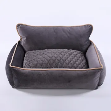 Pet Rectangular Bolster Dog Bed with Pillow Mattress