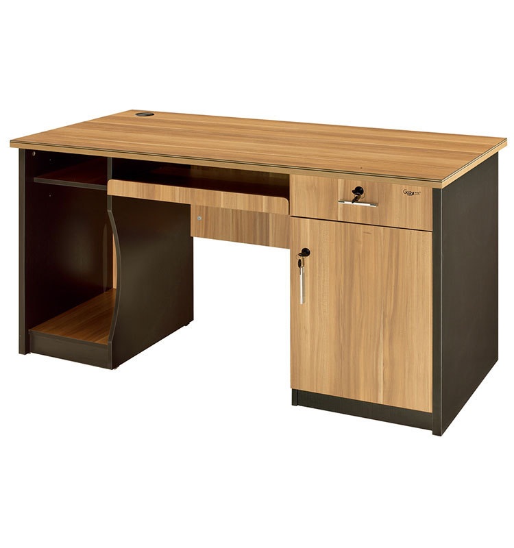 Wooden office table with keyboard drawer and PC cabinet