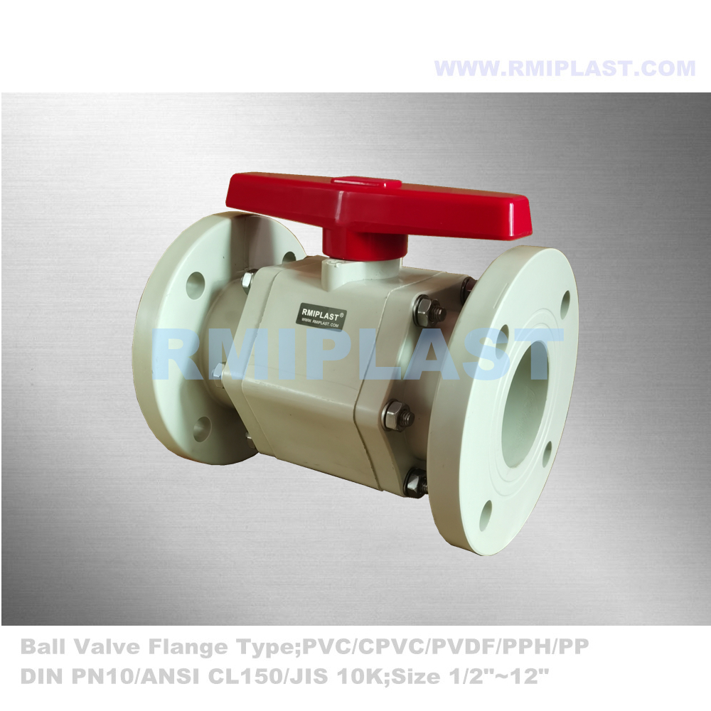 PPH Ball Valve 3pc Bolted Body Flange ANSI