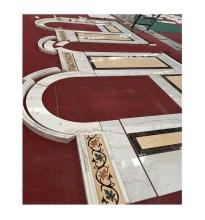China White Marble Sunny Beige & Dark Emperador Wall Cladding with Inlay and Shape Designs
