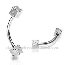 Body Jewelry Banana Eyebrow With Two Steel Dice Eyebrow Ring