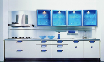 Sea Blue Galss Door Acrlic Kitchen Cabinet