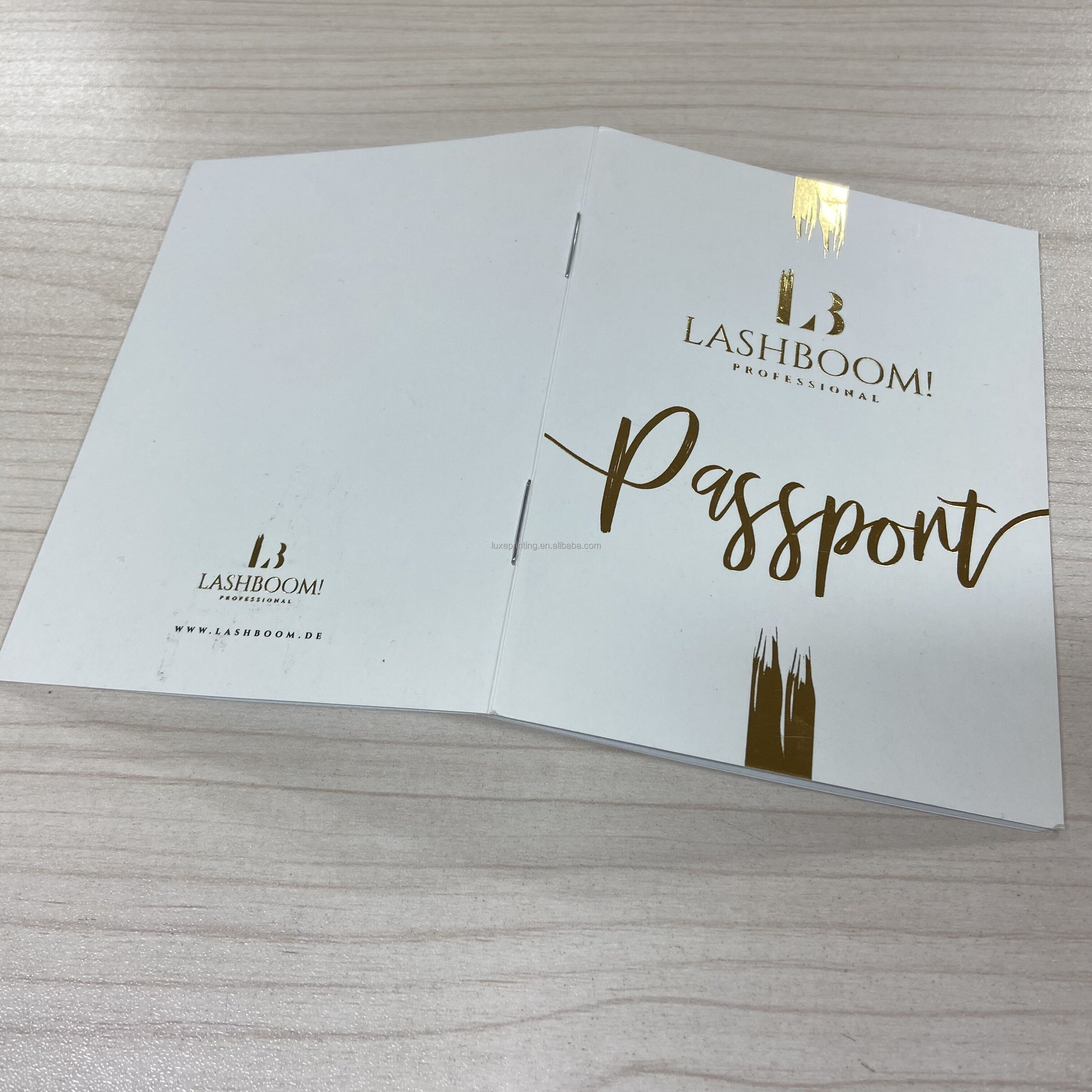 Custom printing booklet/pamphlet/manual folded leaflet luxury pocket brochure with gold foil writing