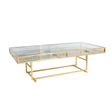 Luxury Diamonds Gold Rectangle Events Dinning Tables Wholesale