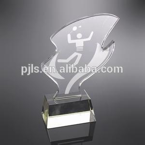 Curved crystal medal trophy for golf competition souvenir,crystal trophy supplies