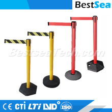 Road belt barrier retractable, custom warning post