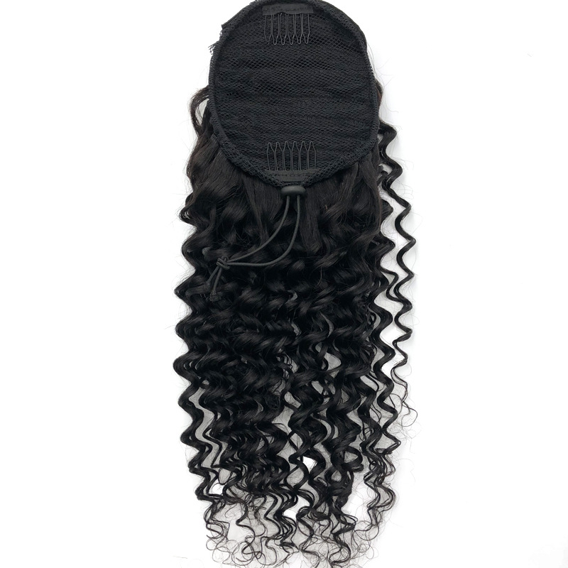 Wholesale Remy Long Wavy Ponytail Hair afro kinky curly Drawstring Ponytails Clip in Hairpiece Ponytail for Black women