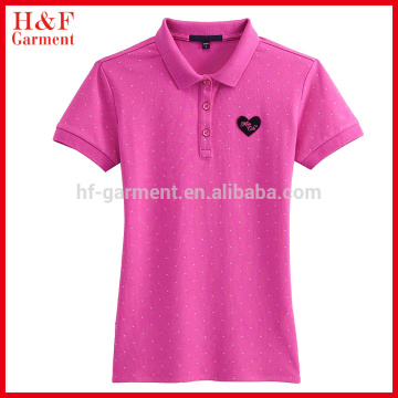 Fashion full printing women polo shirt with embroidery logo chest