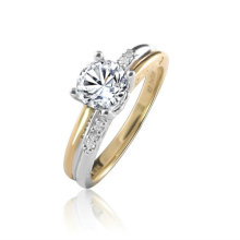 Refine diamond ring with silver and gold plated