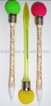 Hot selling advertising knock light pen with rubber ball,customized colors