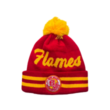 Classic Flames Cuffed Knit Pom Beanie for Winter