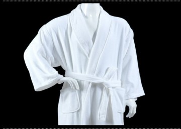 White Velour Bathrobe Shawl Collar