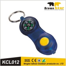 blue mini led light keychain with compass