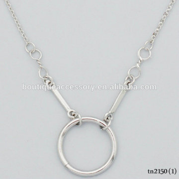 Round Hoop Bar Linked Delicate Pendant Necklace