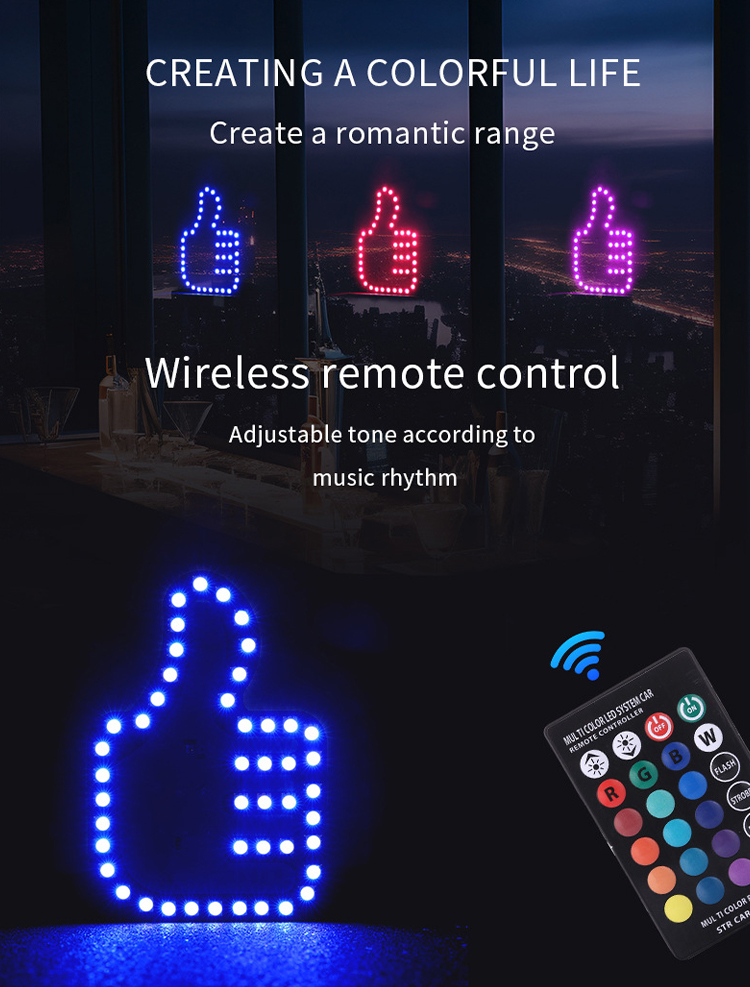 5V RGB Finger Light USB Car Window Gesture Light With Remote Control Led Car Light