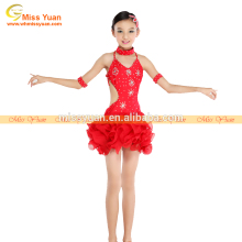 Red latin dance kids /school girl dance costumes/latin dance dress cheap