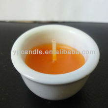 Orange Candle in Small Ceramic Cup