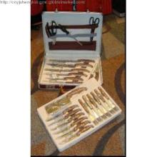 24 pcs knife set in PP handle with outer  coating