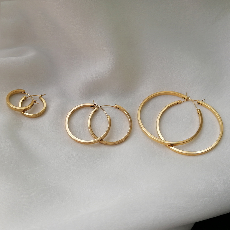 multi sizes gold hoop earrings simple stainless steel gold earrings geometric aretes de acero inoxidable