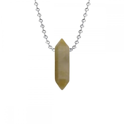 Natural Crystal Double Hexagonal Pointed Gemstone Pendant Necklace with 45cm Chain Gemstone Hexagon Point Pendant choker