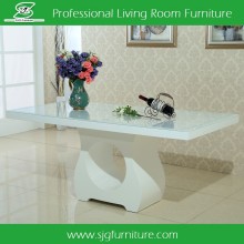 White Carving Dining Table with Tempered Glass Top