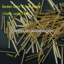 Golden 2.5cm bugle glass seed beads