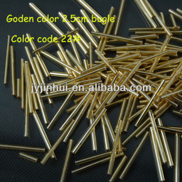Golden 2.5cm bugle glass seed beads