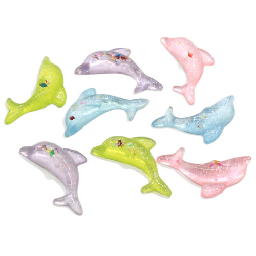 Πολύχρωμα Ρητίνη Χάντρες Δελφίνι Cabochons Kawaii Sea Animal Figurine Diy Art Διακόσμηση Λεύκωμα