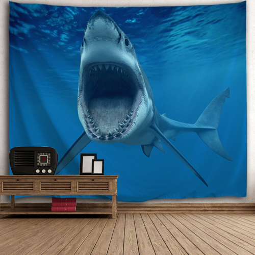 Shark with Big MouthTapestry Blue Animal Wall Hanging Horrible Blue Tapestry for Children Livingroom Bedroom Home Dorm Decor