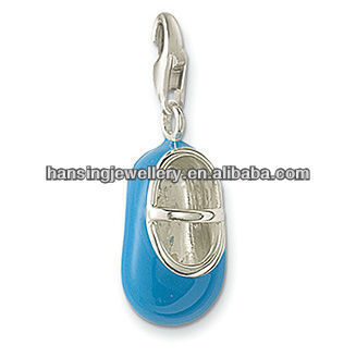 hot wholesale cute enamel blue baby shoe charm