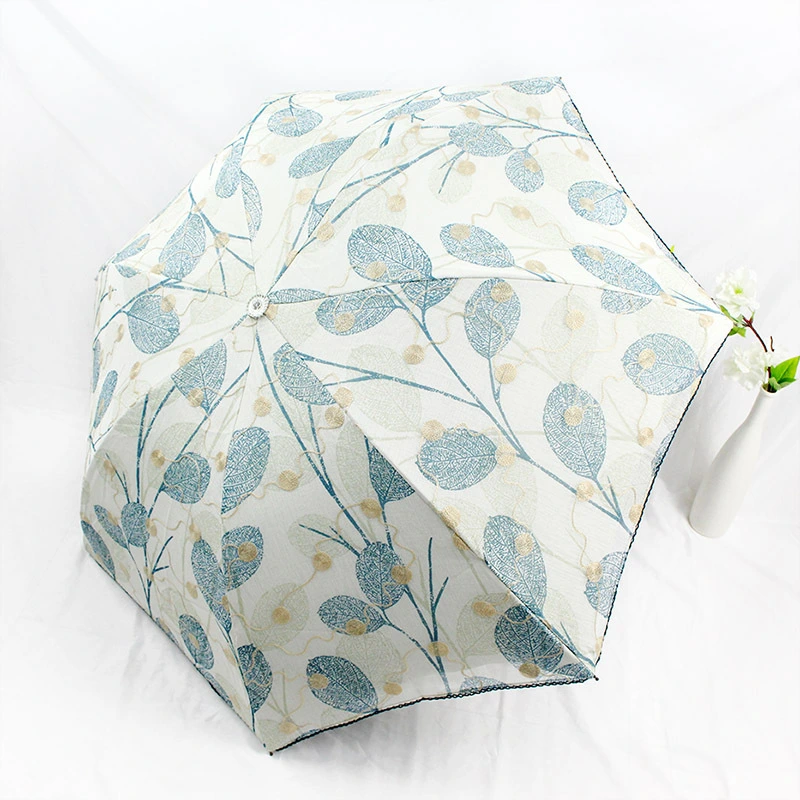 Top Quality Light Weight Cute 5 Fold Umbrella with Lace