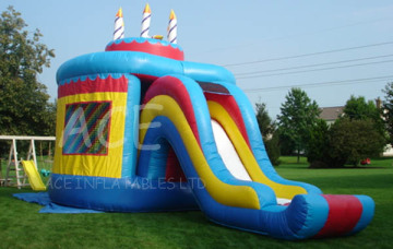 Inflatable Birthday Cake Combo with slide and bouncer for sale