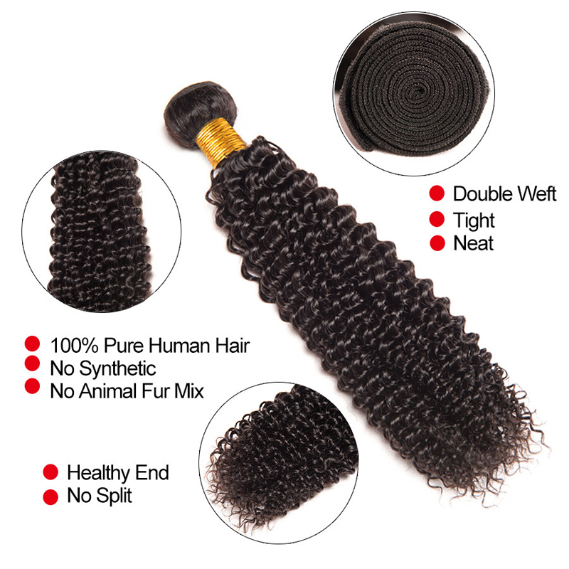 Cheap Raw Brazilian 100% Human Hair Kinky Curly Bundles With Closure Virgin Mink Brazilian Cuticle Aligned Hair Extensions