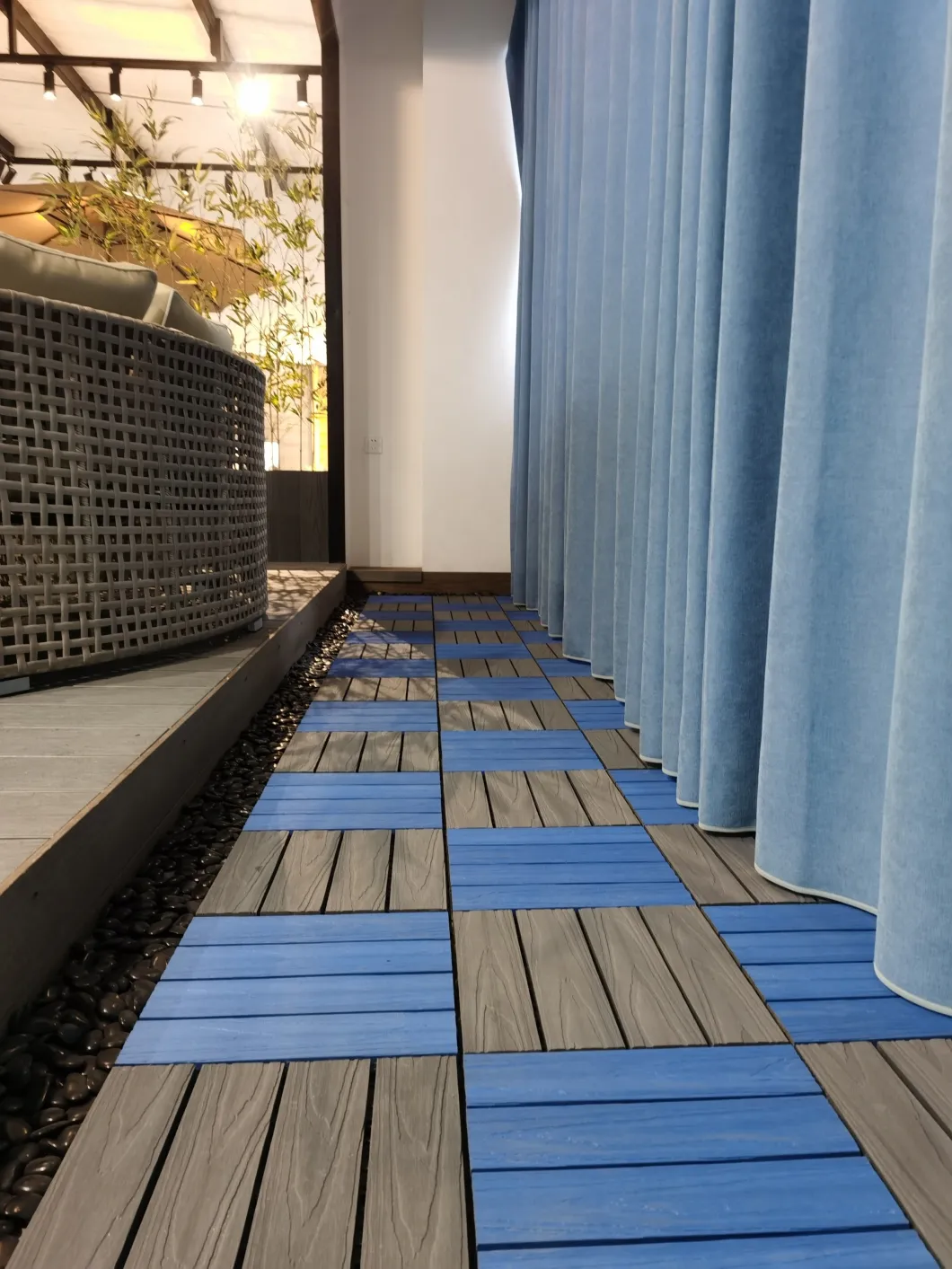 Durable WPC Wood Plastic Composite Decking Interlocking Puzzle Floor for Outdoor DIY WPC Tile