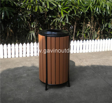 Outdoor wooden trash bin street litter bin
