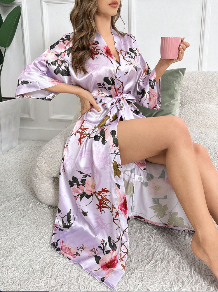 Роскошный шелковый пижамный галстук с принтом Pure Luxury Silk Feel Printed Pajamas Tie Pure